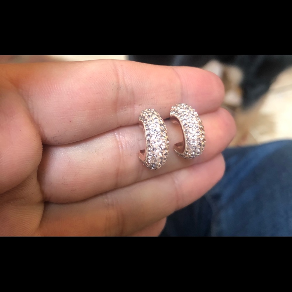 Genuine Swarovski 14k Rose Gold Hoop Earrings